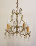 French Brass and Crystal Chandelier